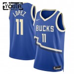 Maillot NBA Milwaukee Bucks Brook Lopez Nike 2024-25 City Edition Bleu Swingman - Enfant